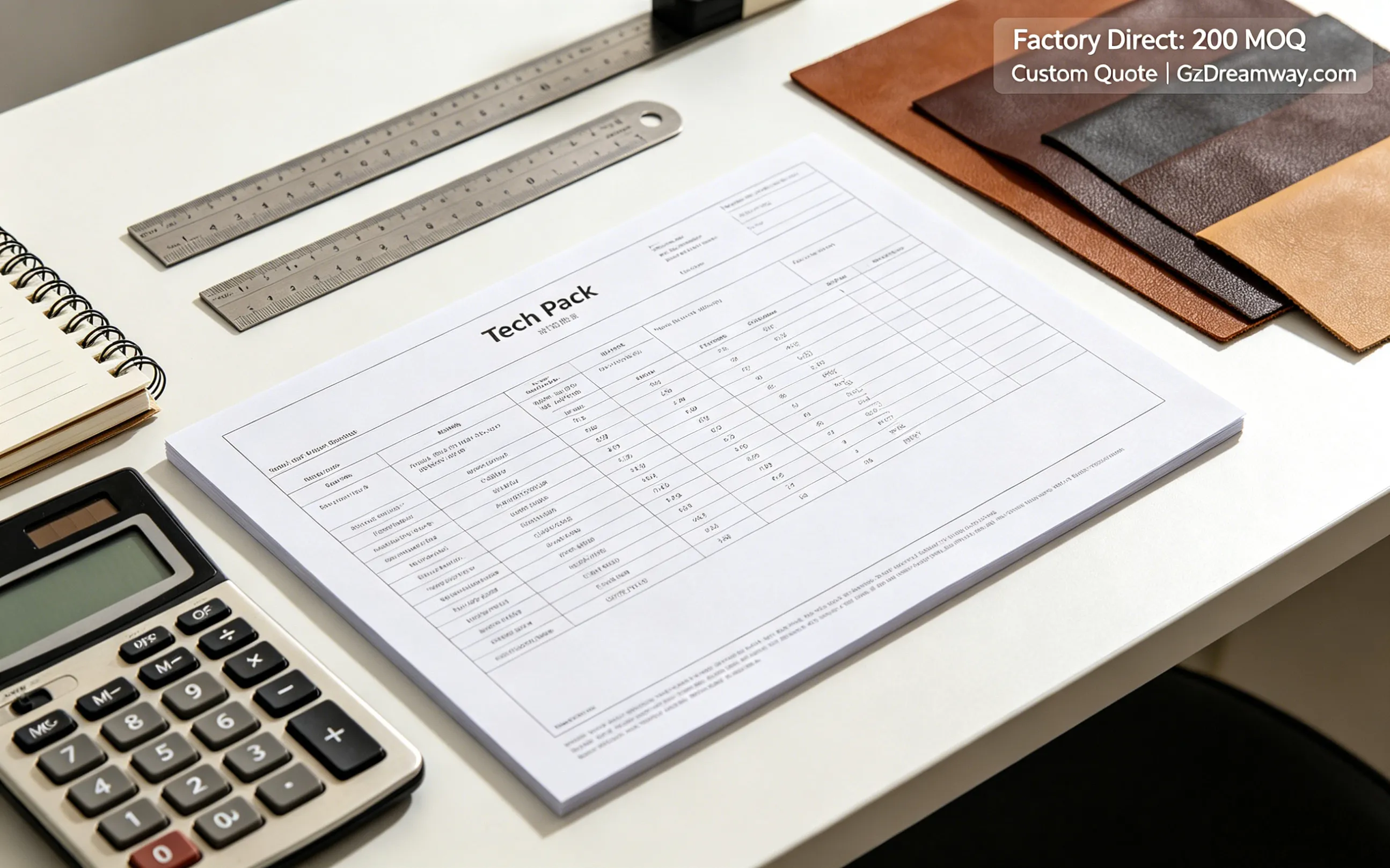 Handbag Tech Pack & Cost Calculation Tools for Mass Production